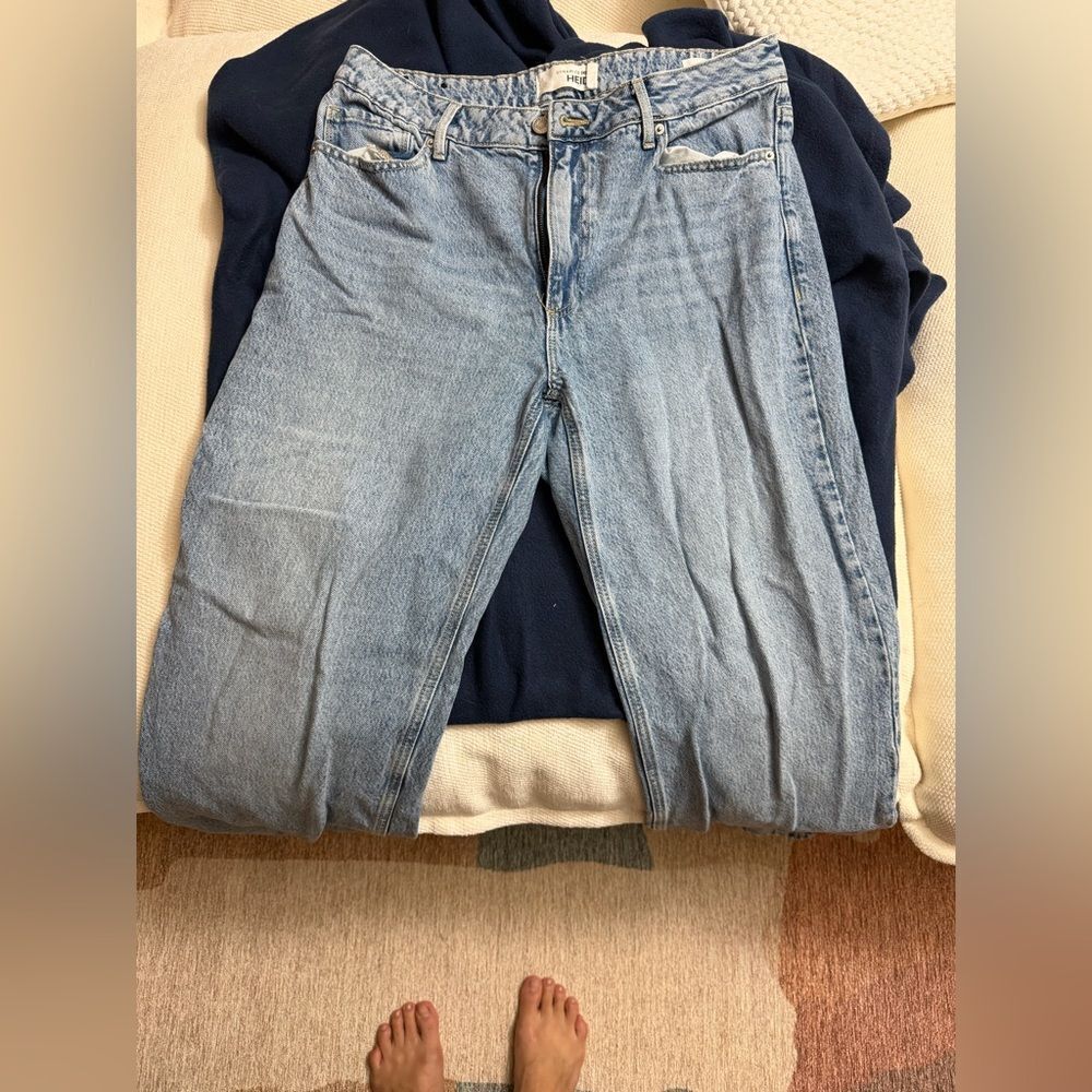 Dynamite Straight Leg Light Blue Heidi High Waist Denim Pants US 31